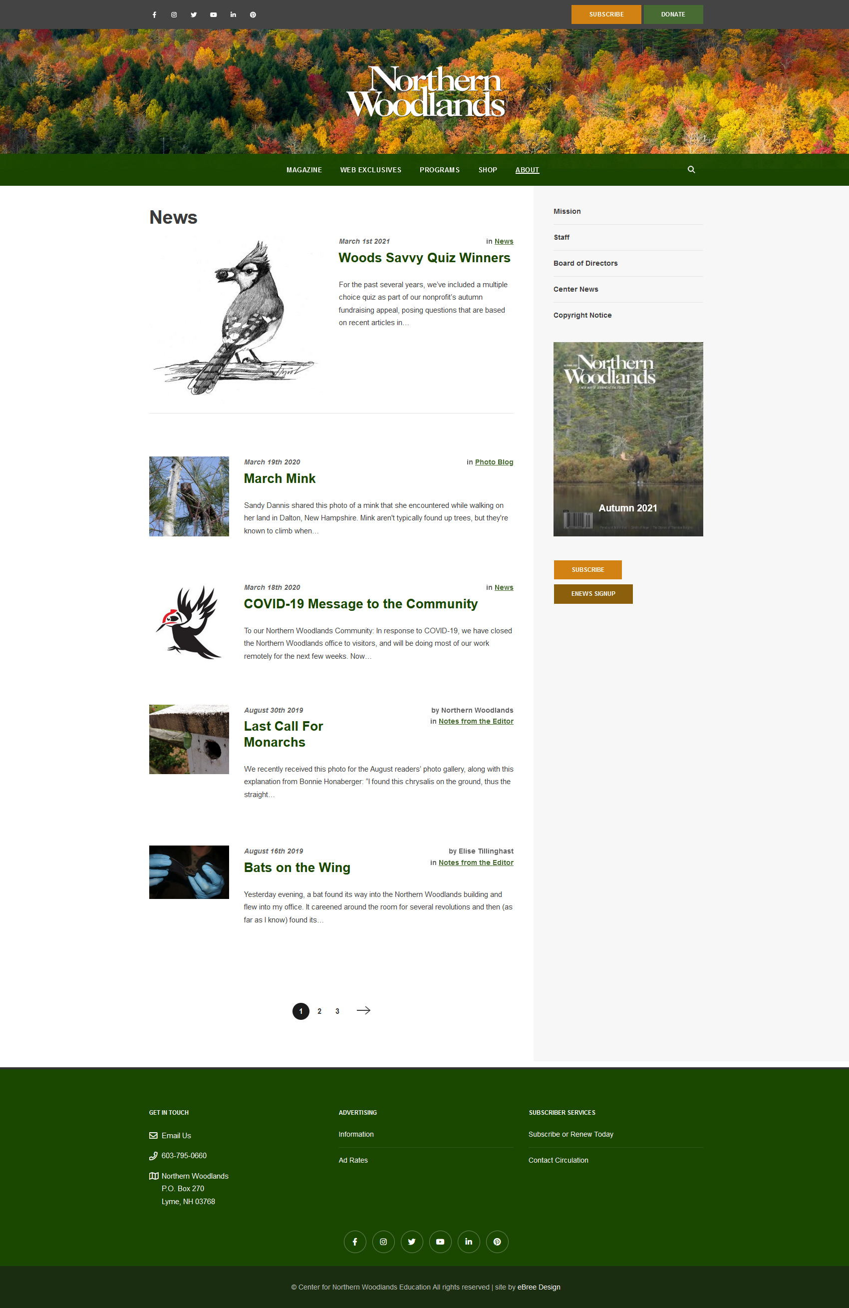 Listing or Archive layout - https://northernwoodlands.org &copy; by eBree Web Design