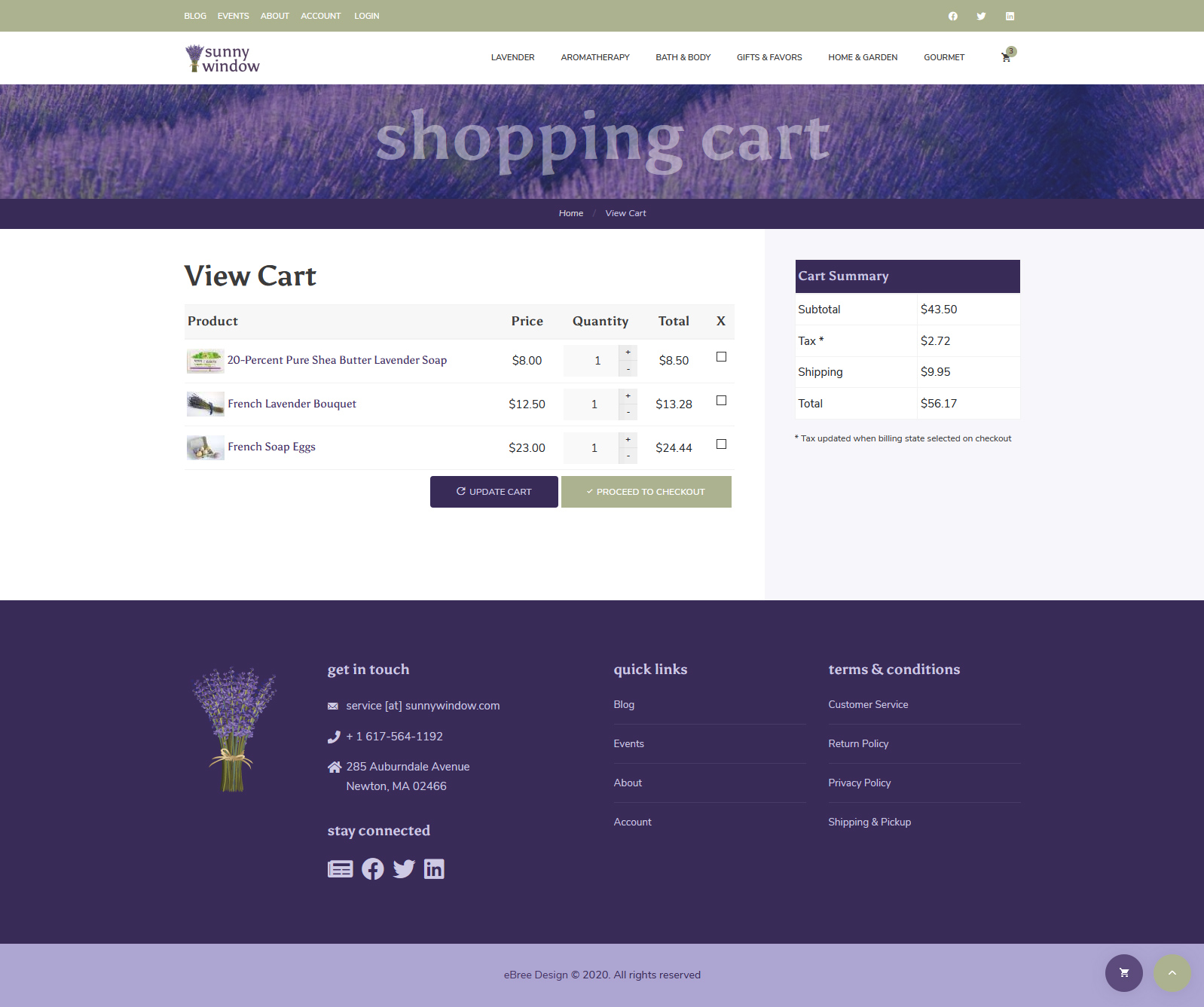 Shopping Cart - www.sunnywindow.com &copy; by eBree Web Design